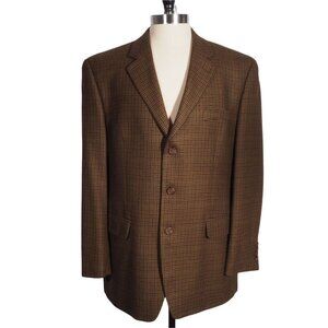Ralph Lauren Mens Sport Coat Jacket 43 Reg Houndstooth Wool Brown Multi